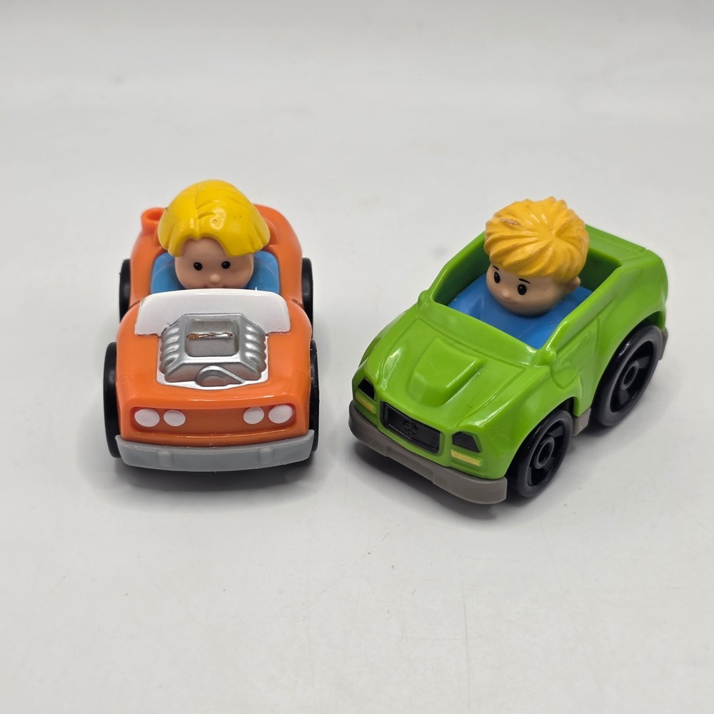 Fisher-Price Little People Wheelies Orange Hot Rod Green SUV Mattel Toy Car Lot